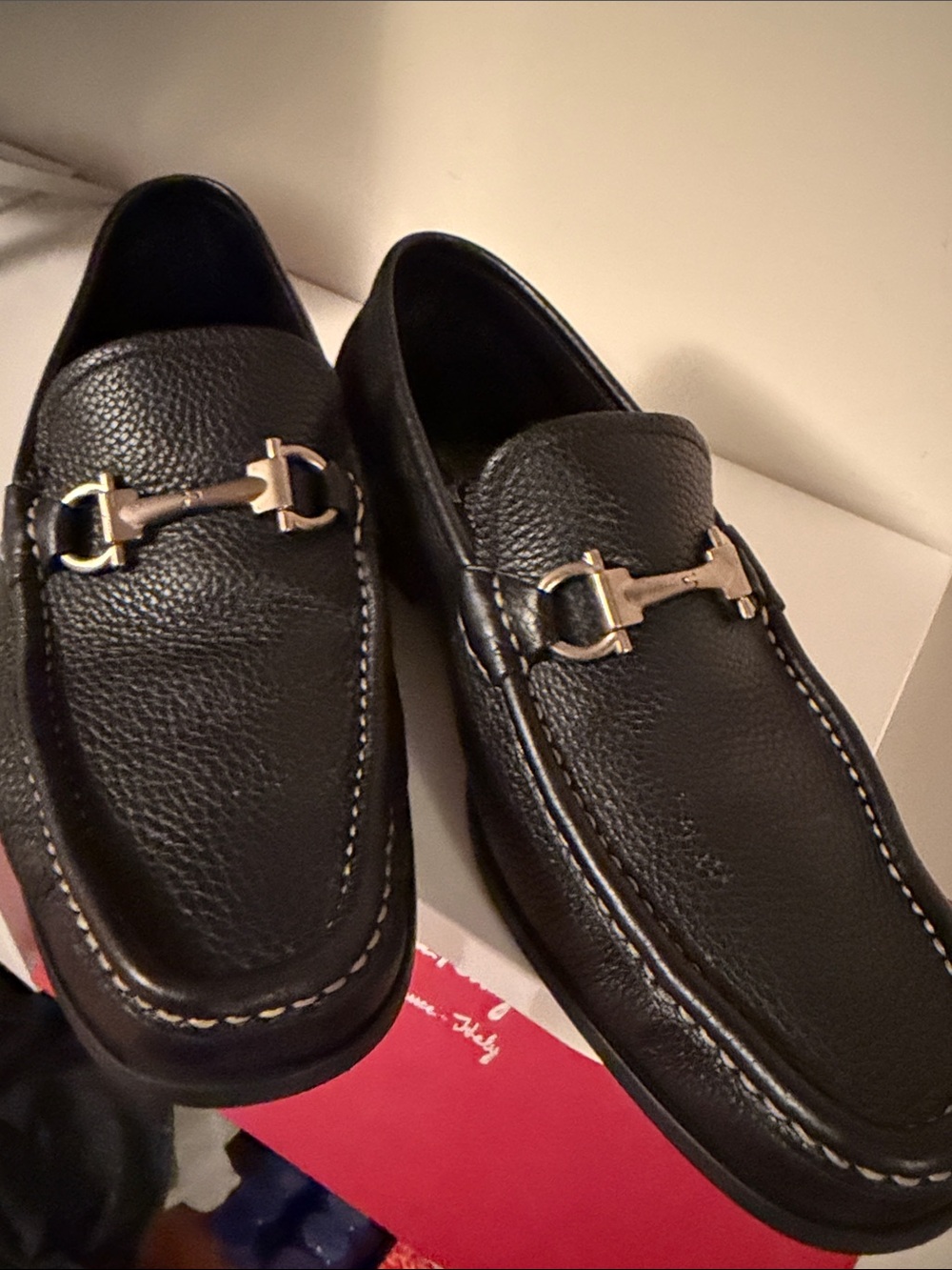 Salvatore Ferragamo Black Pebbled Leather Bit Loafers - Picture 4 of 8